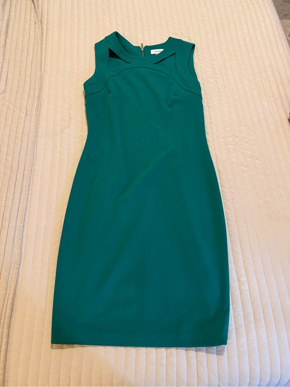 Calvin Klein Teal Sleeveless Sheath Midi Dress